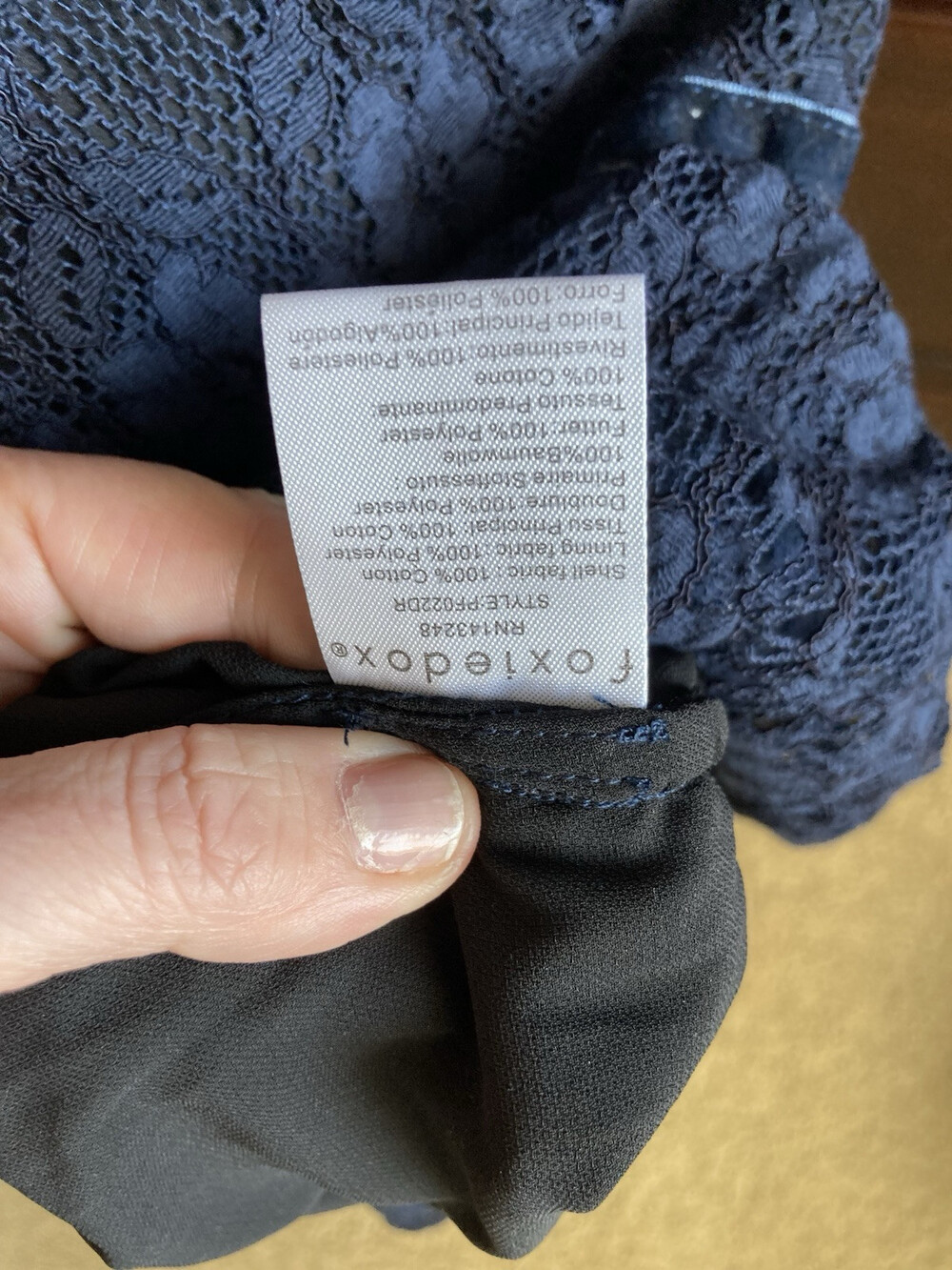 Anthropologie Foxiedox Dress Clarinda Tiered Lace Navy Sz XL orig $148 NWT A305 - Picture 16 of 16